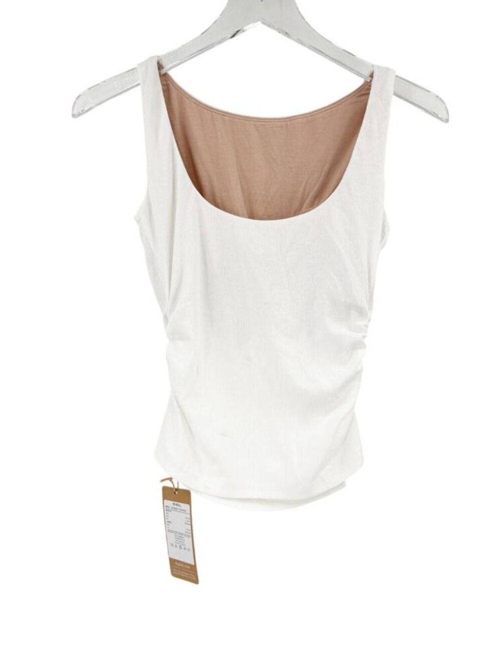 NWT OGL Top Boat Neck Ruched Elastic Open Back Brami Tank White Medium - Picture 7 of 13